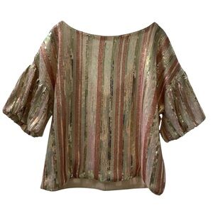 Fate Rose Gold Sequin Striped Top